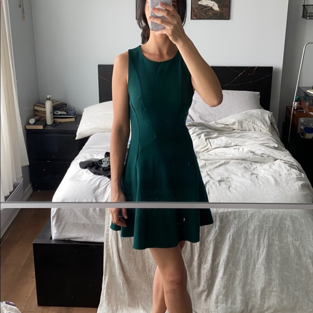 Dark green topshop fit and flare dress